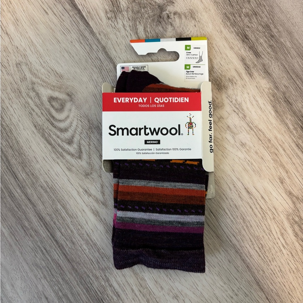 Smartwool Everyday Merino Crew Socks - Purple with Orange & Pink Stripes